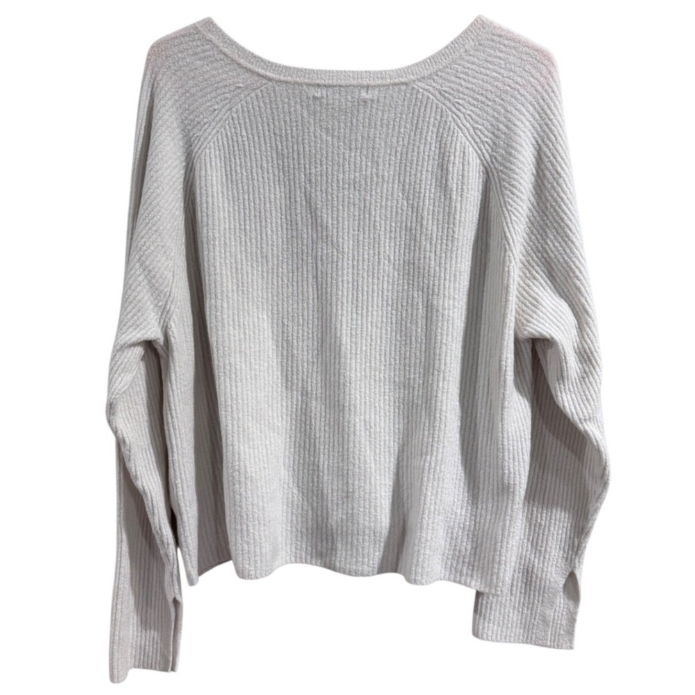Athleta Felicity Cozy V-Neck Sweater Magnolia White Ribbed Cashmere Blend Large - Picture 9 of 9